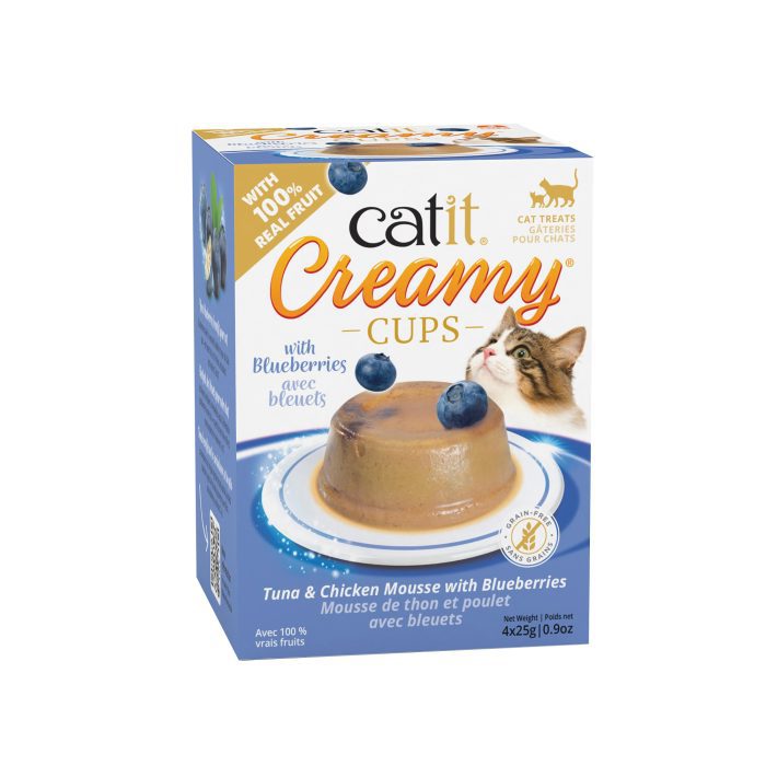 Catit Creamy Cups - Tuna, Chicken & Blueberry Mousse, 4 x 25 g