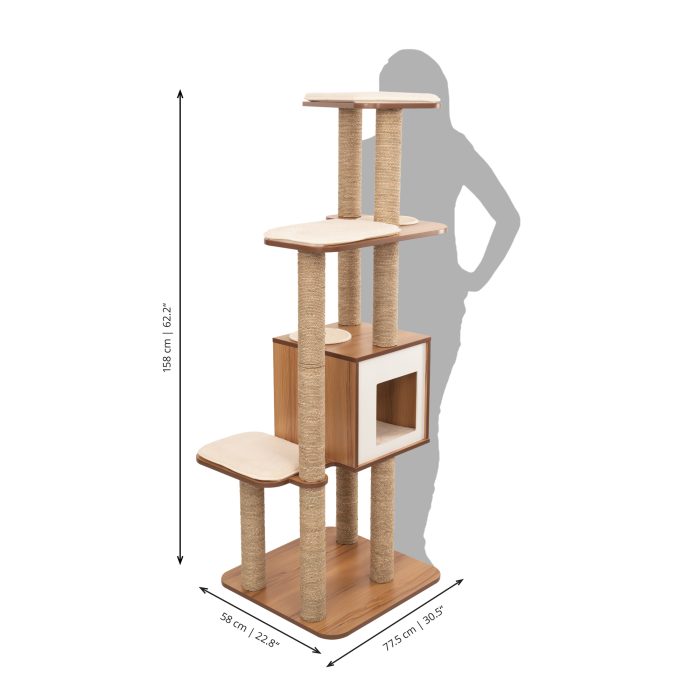 Meuble Catit Vesper High Base - Noyer - XL - 77,5 x 58 x 158 cm (30,5 x 22,8 x 62,2 po)