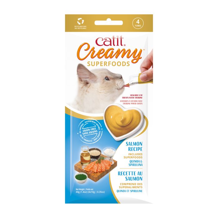 Catit Creamy Superfoods - Salmon, Quinoa & Spirulina, 4 Pack