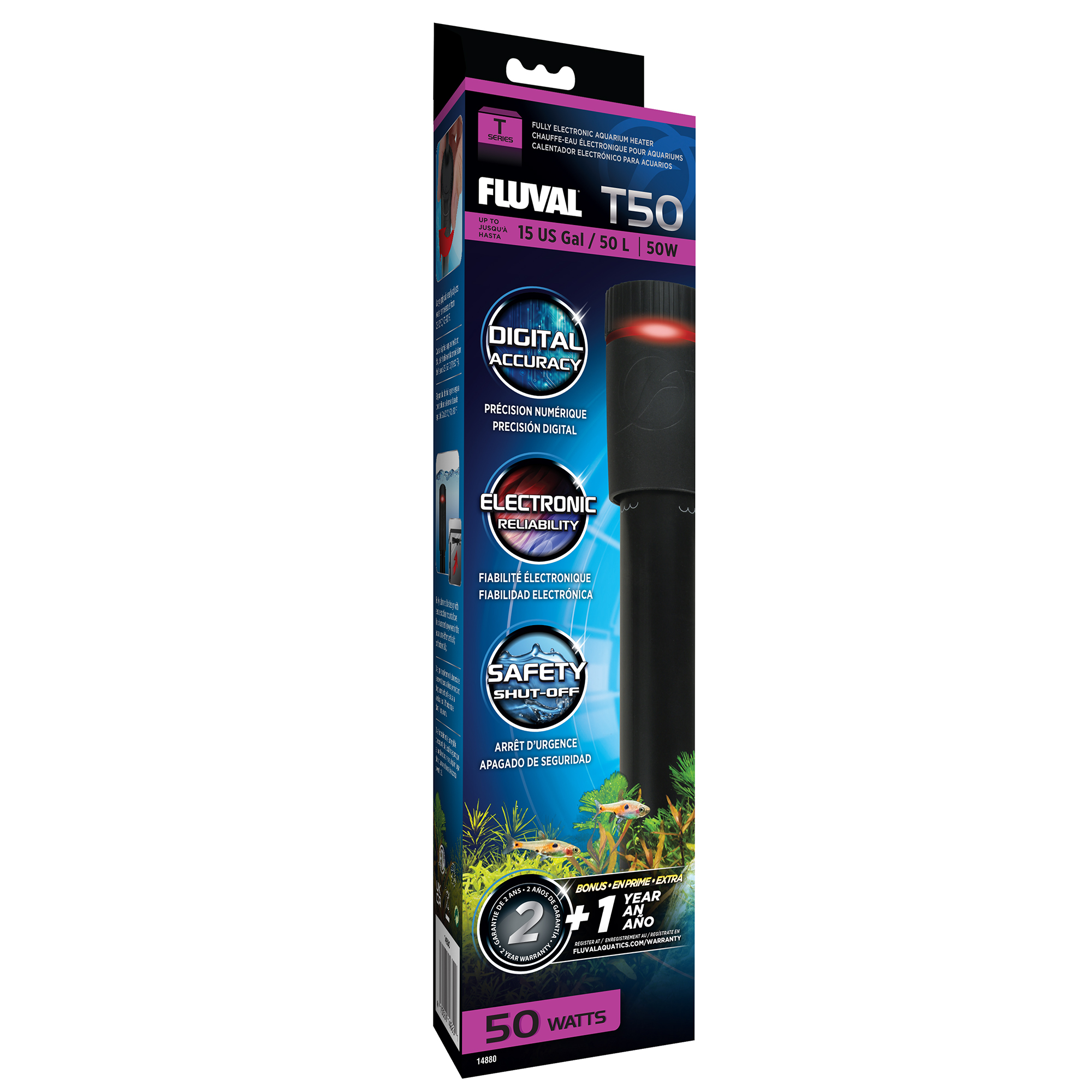 Fluval T50 Heater - 50W - up to 50L (13 US Gal) | Centre d'animaux Nature